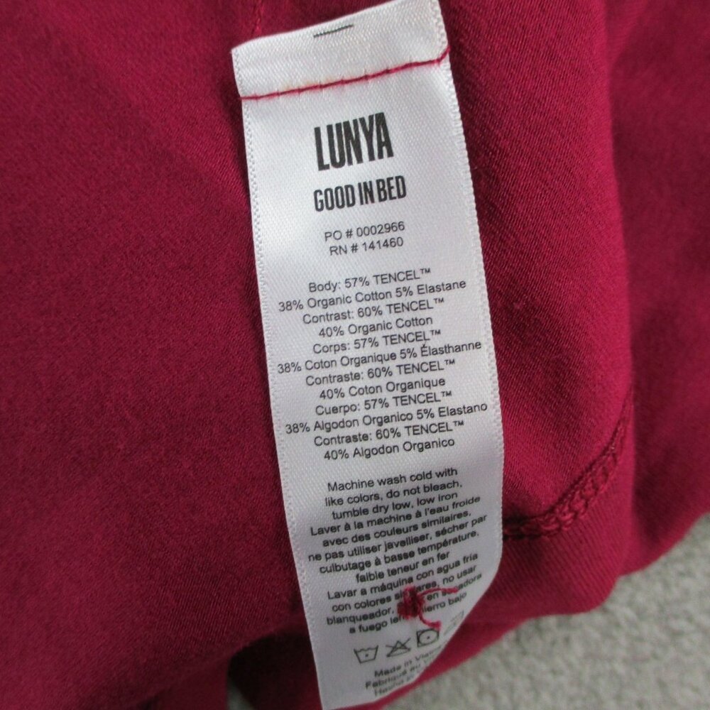 Lunya Slumberknit Long Sleeve Henley Short Set Womens XS Pomegranate Red Pajamas - Picture 14 of 16